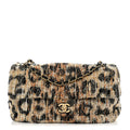 Tweed Mixed Fibers Leopard Print Small Souplissimo Maxi Flap Brown Black White