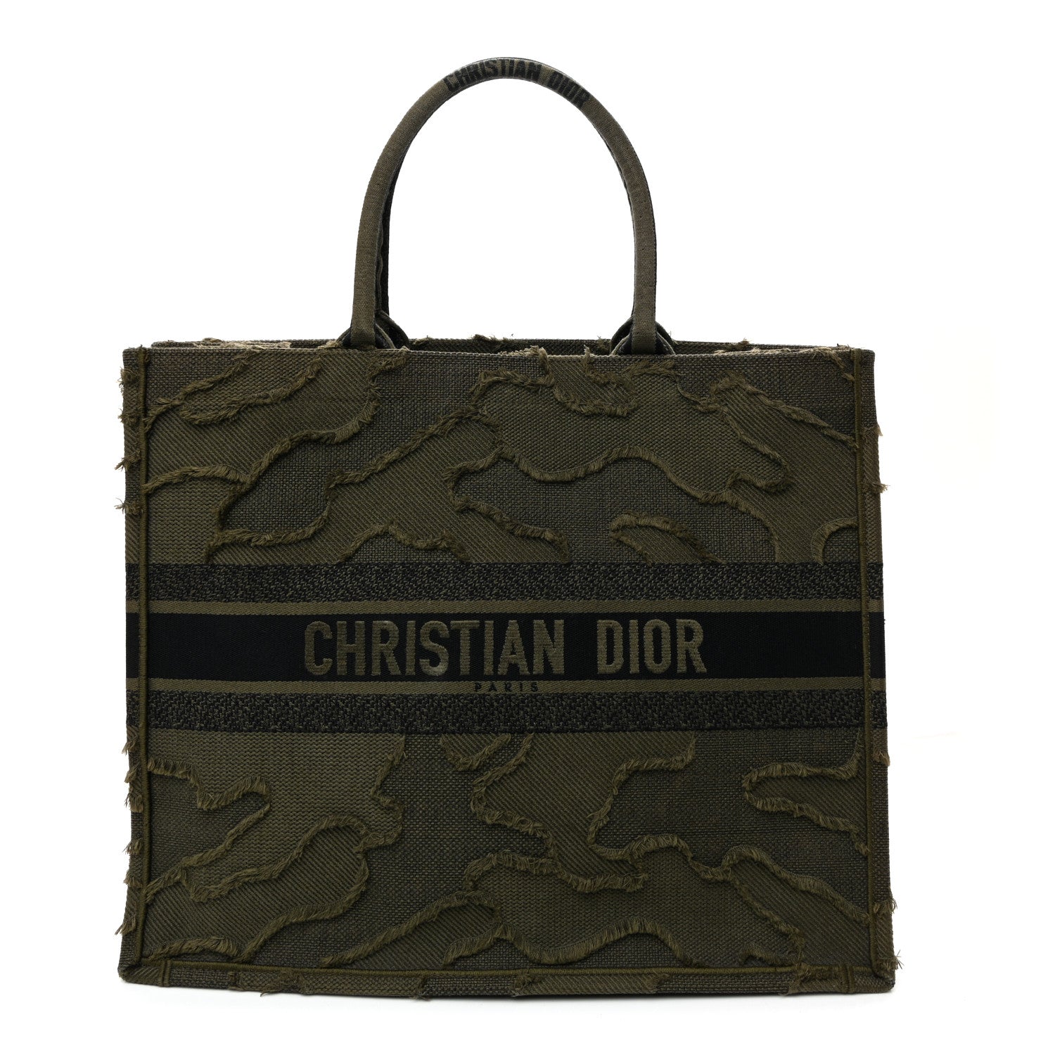 Canvas Embroidered Camouflage Large Book Tote Green