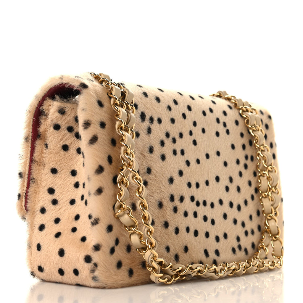 Pony Hair Cheetah Printed Creative Fabrics Flap Light Beige Black