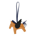 Milo Lambskin Grigri Rodeo Pegase Horse Bag Charm MM Sesame Black Bleu Saphir