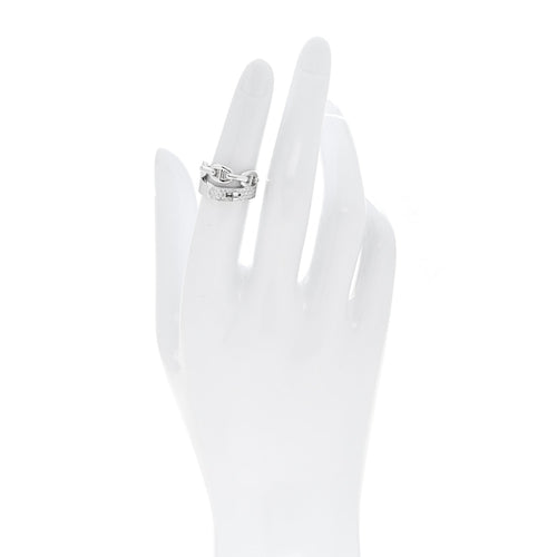 18K White Gold Kelly Diamond Double Tour Chaine d'Ancre Pave Ring 50 5.5