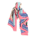 Cashmere Silk Fantaisie D'etriers Shawl 140 Rose Bonbon Naturel Bleu