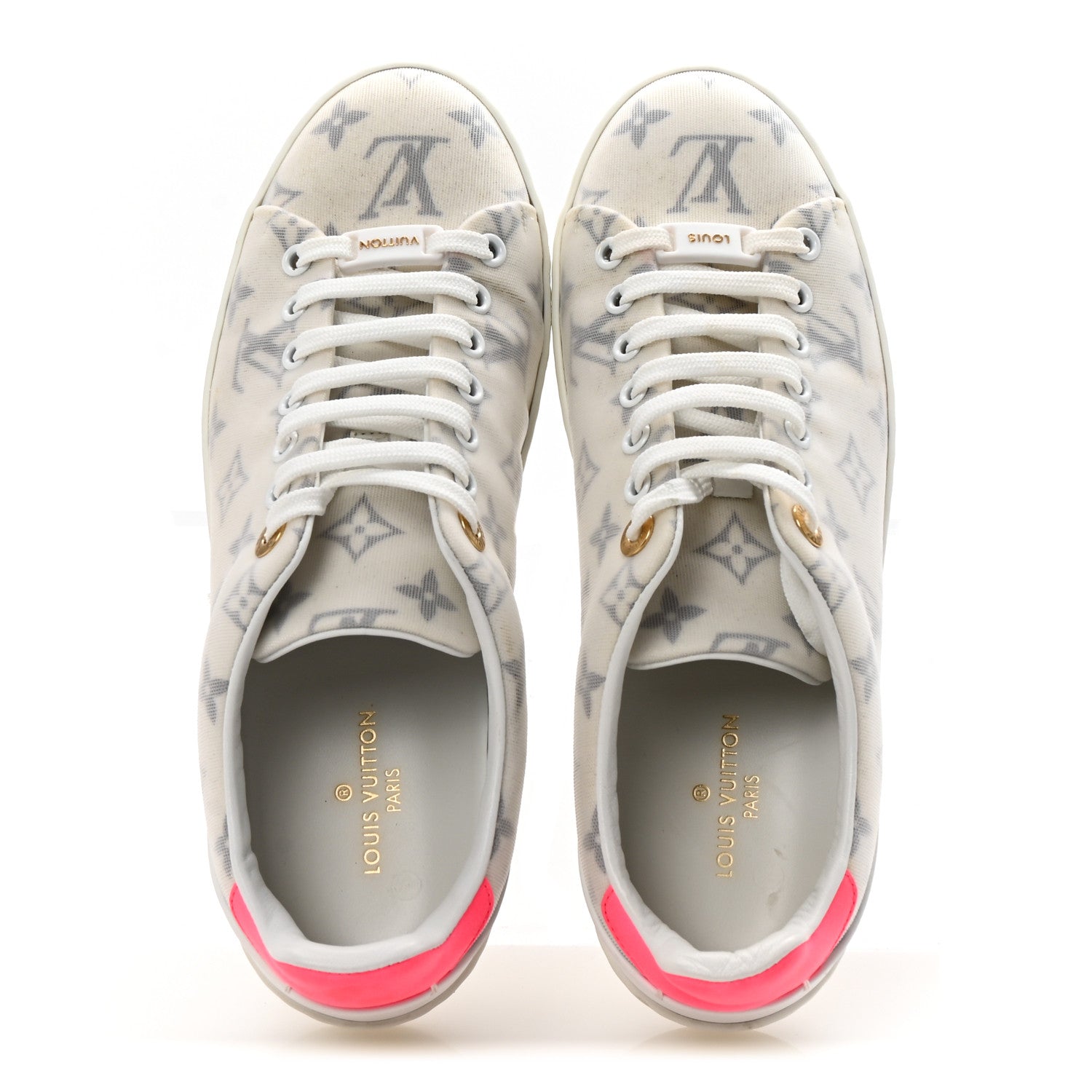 Technical Fabric Calfskin Monogram Frontrow Sneakers 39 Pink