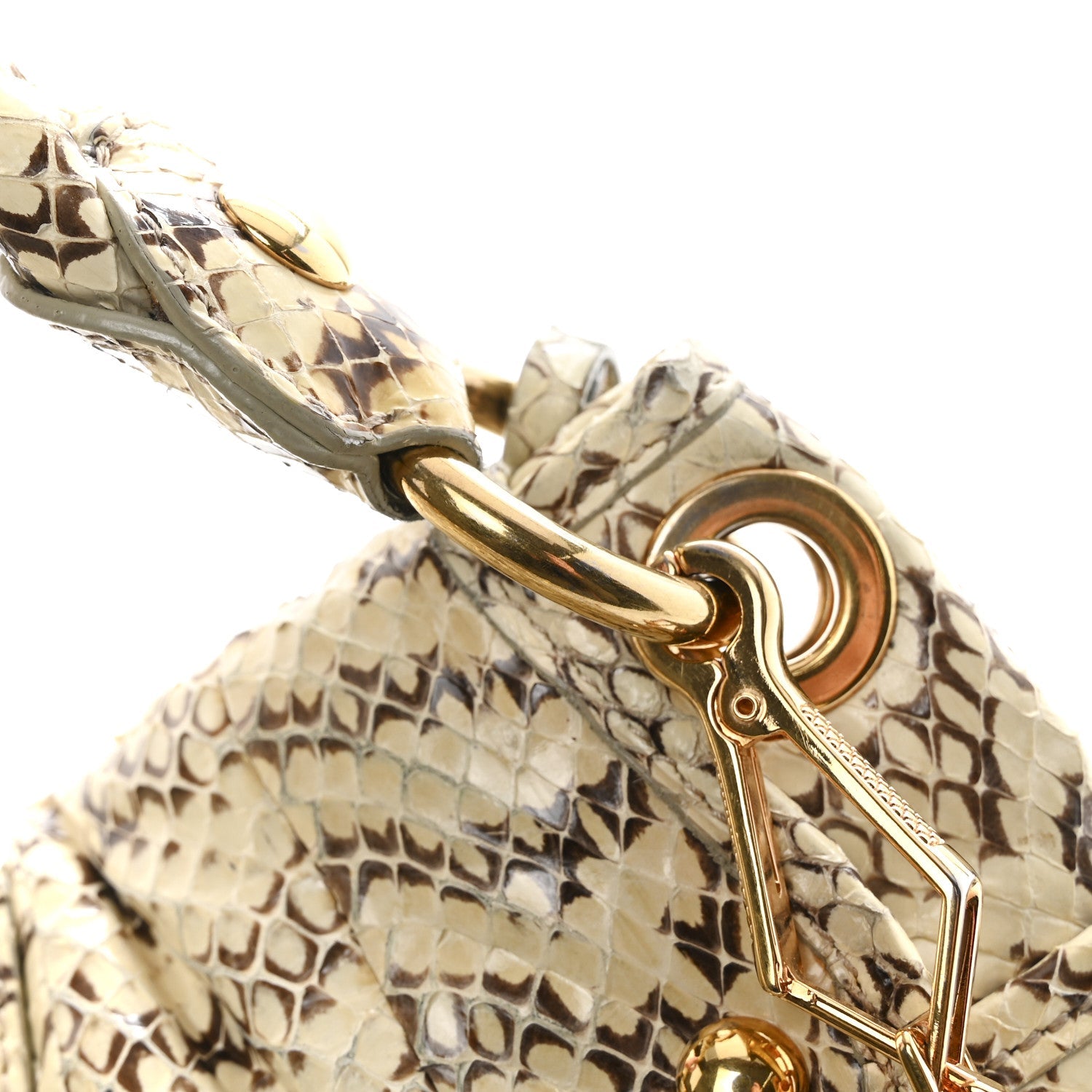 Snakeskin Small Matelasse Coffer Hobo Beige