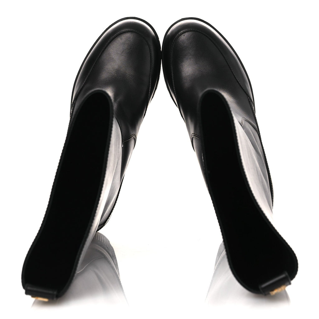Calfskin Laureate Platform High Boots 36 Black