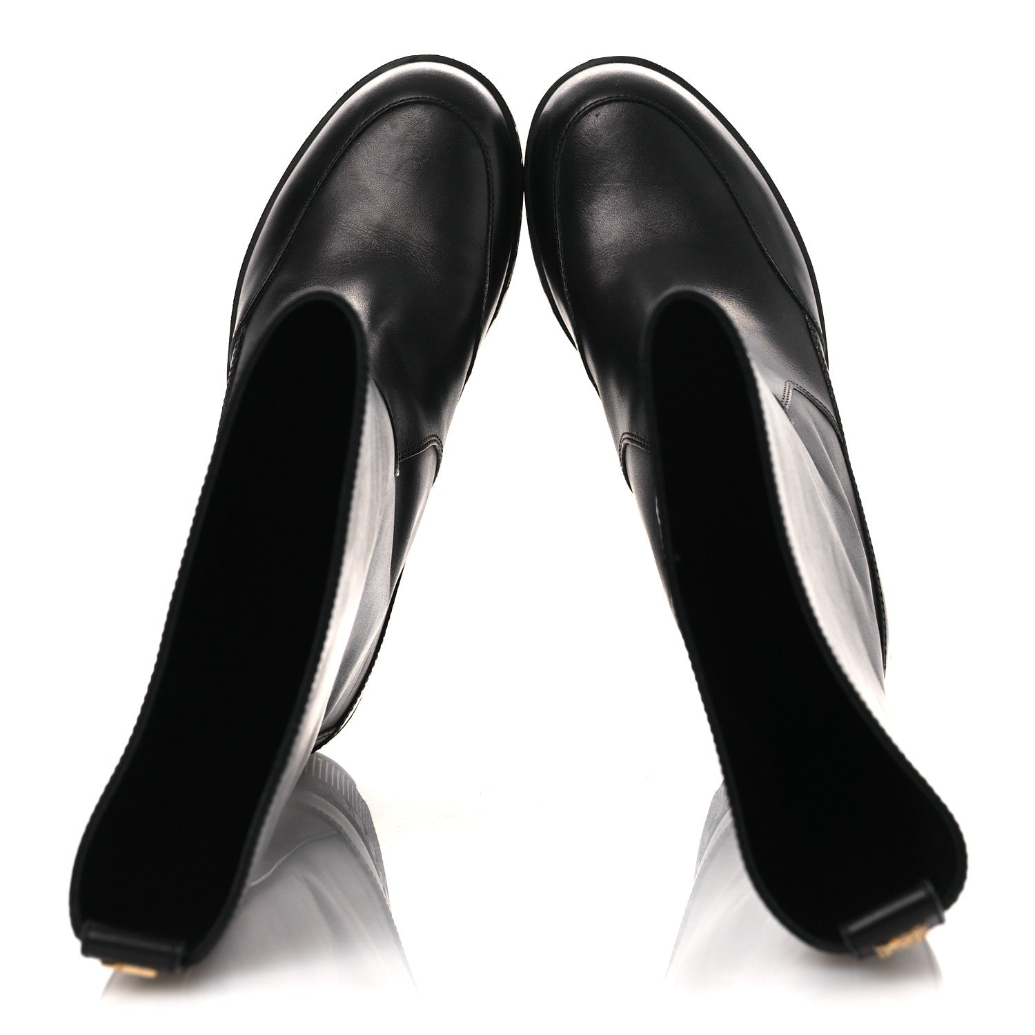 Calfskin Laureate Platform High Boots 36 Black