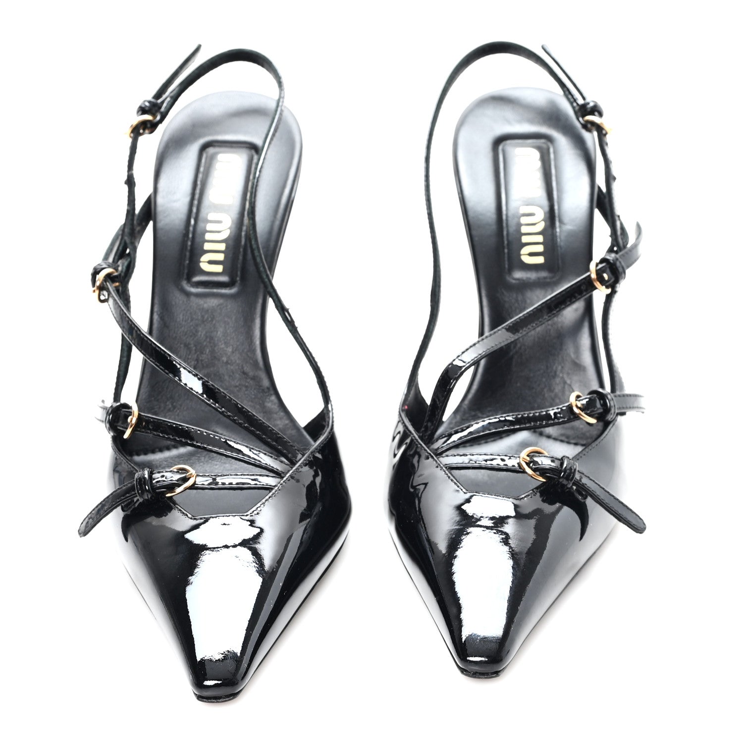 Vernice Buckle Slingback Pumps 38 Black