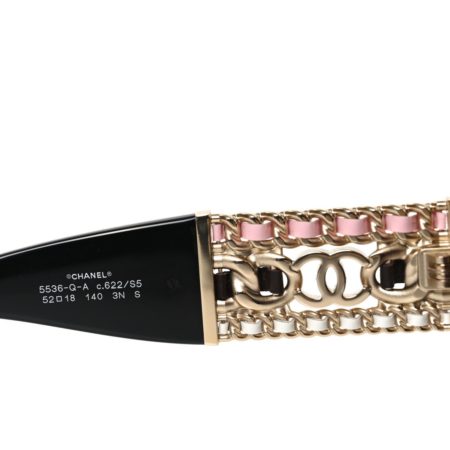 Acetate Calfskin Chain CC Sunglasses 5536-Q-A Black