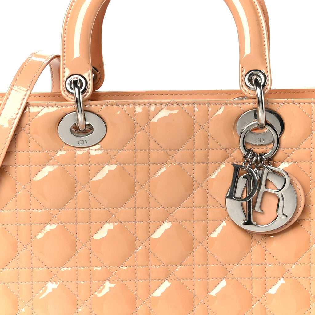 Patent Cannage Large Lady Dior Rose Clair