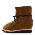 Suede Shearling Quilted Flat Ankle Boot 38 Beige