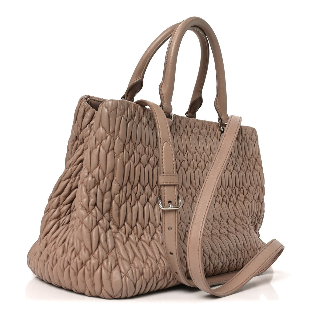 Nappa Matelasse Swarovski Crystal Tote Cammeo