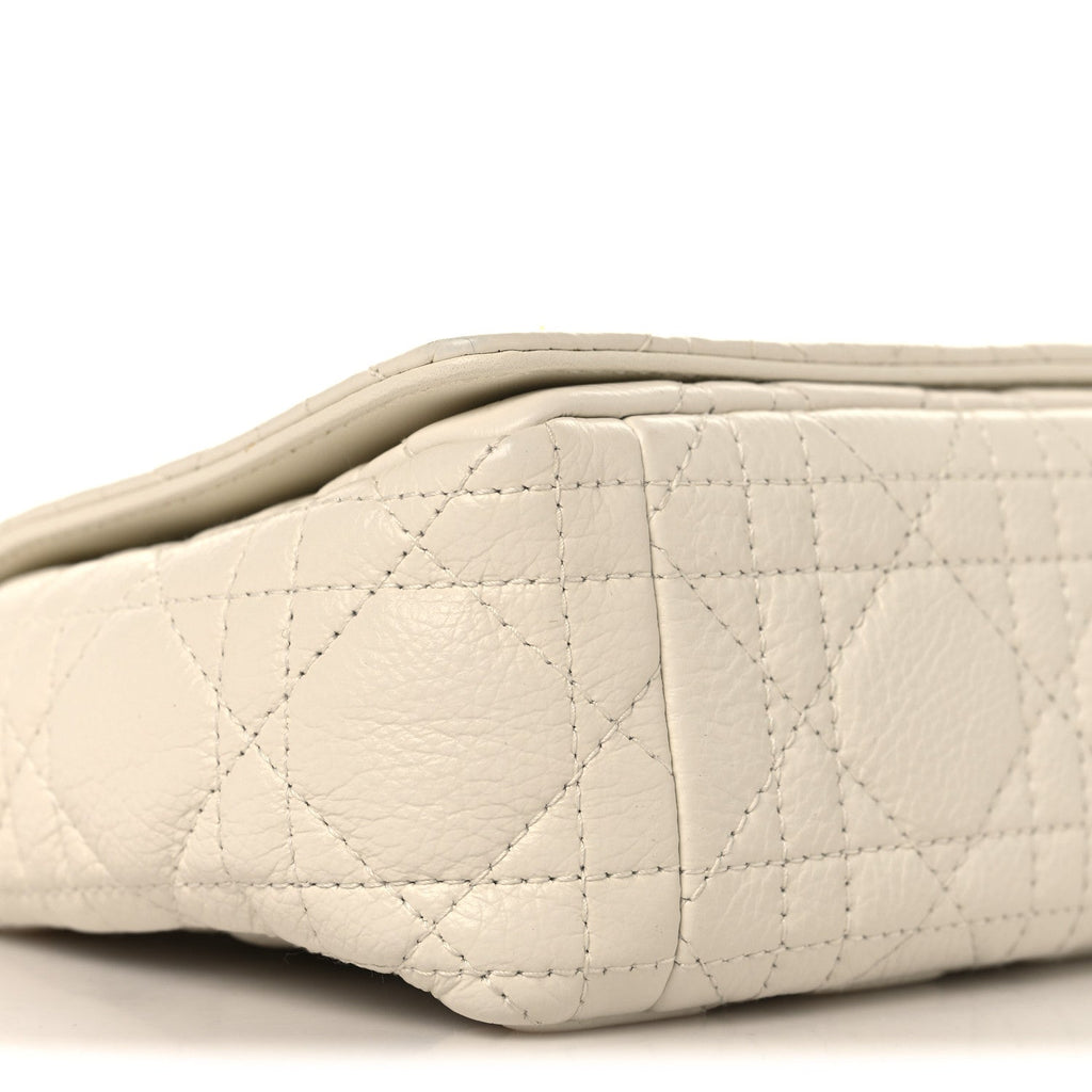 Grained Calfskin Cannage Small Caro Bag White