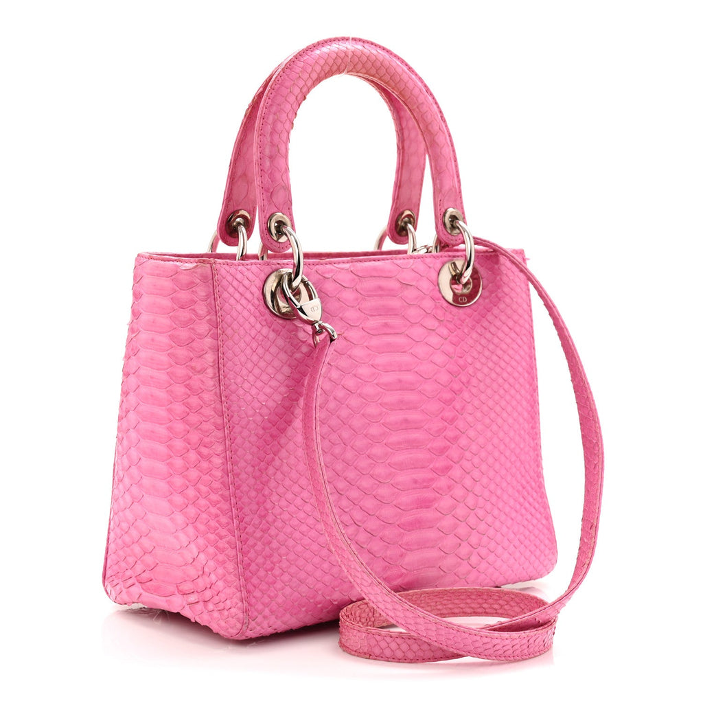 Snakeskin Medium Lady Dior Pink
