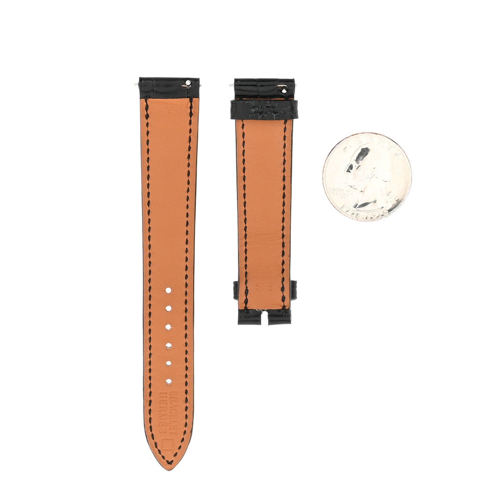 Shiny Alligator Heure H Hour Watch 30mm Strap Black