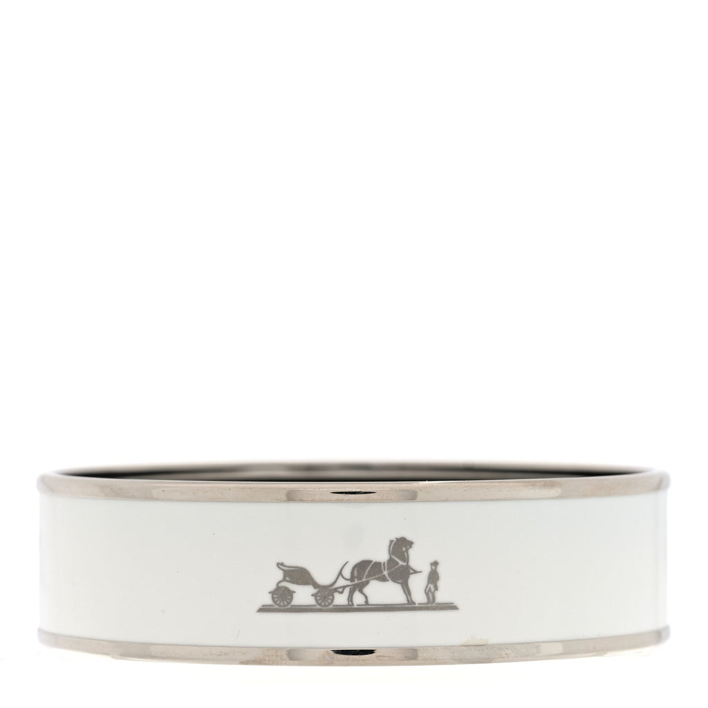 Enamel Printed Wide Caleche Bracelet  White