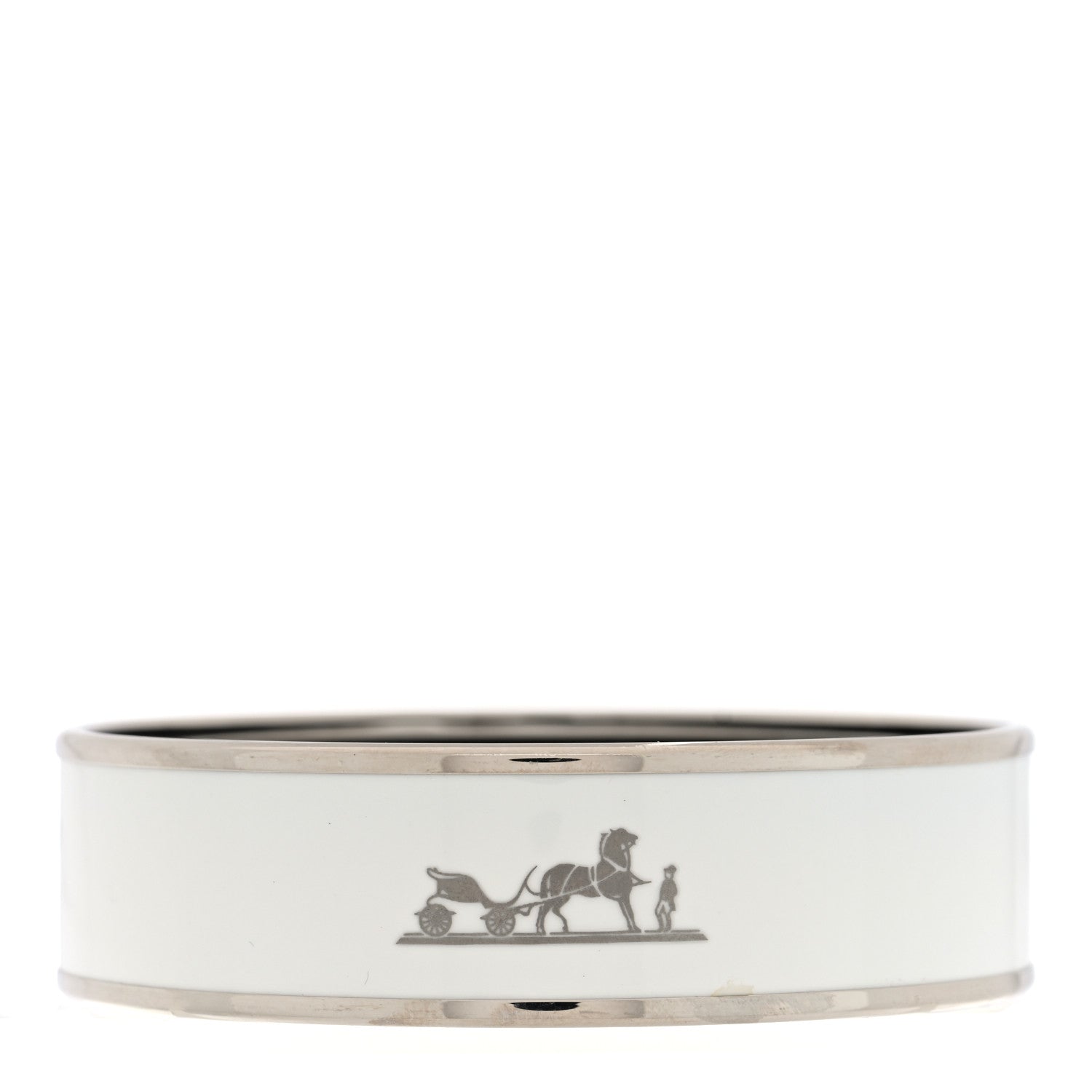 Enamel Printed Wide Caleche Bracelet  White