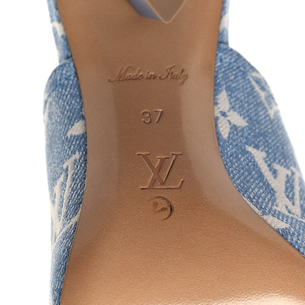 Denim Monogram Silhouette Mules 37 Blue