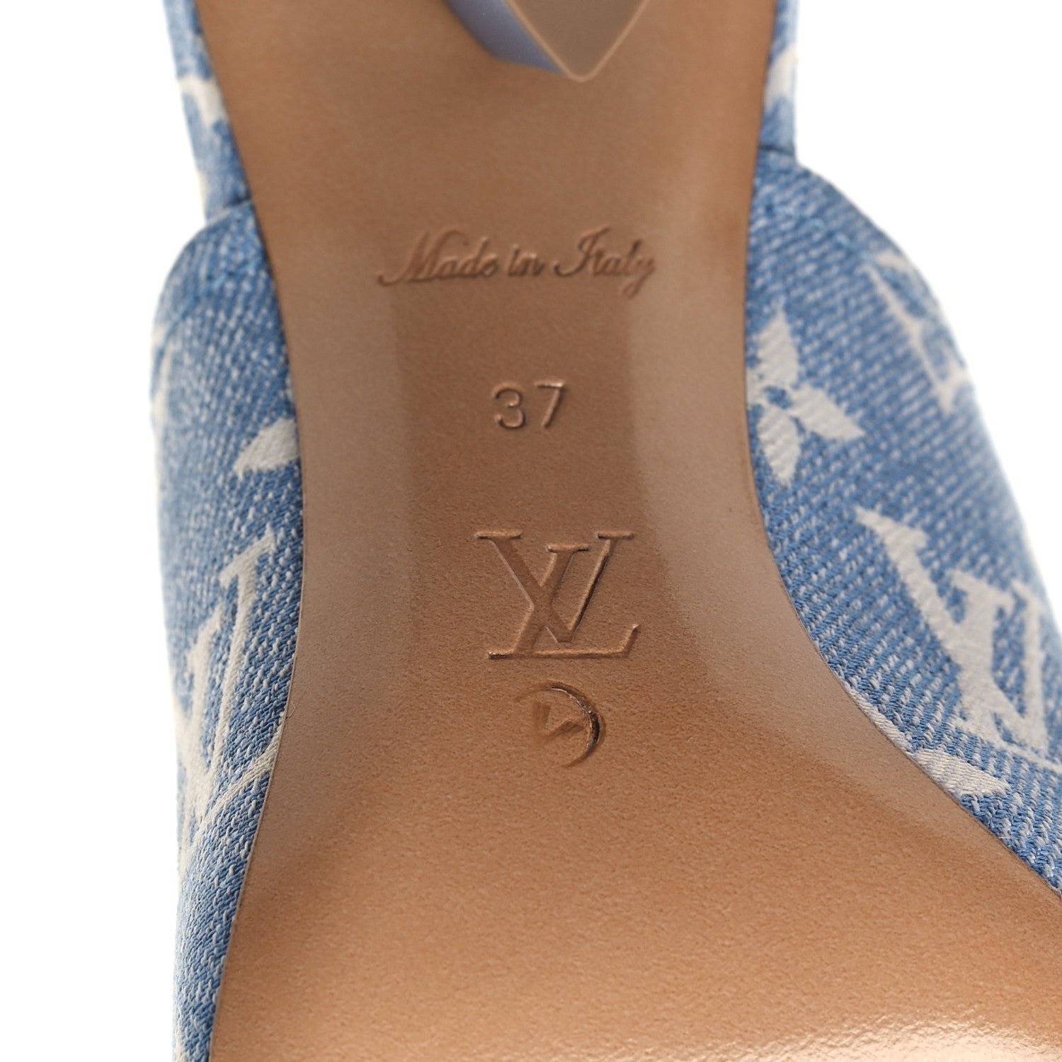 Denim Monogram Silhouette Mules 37 Blue