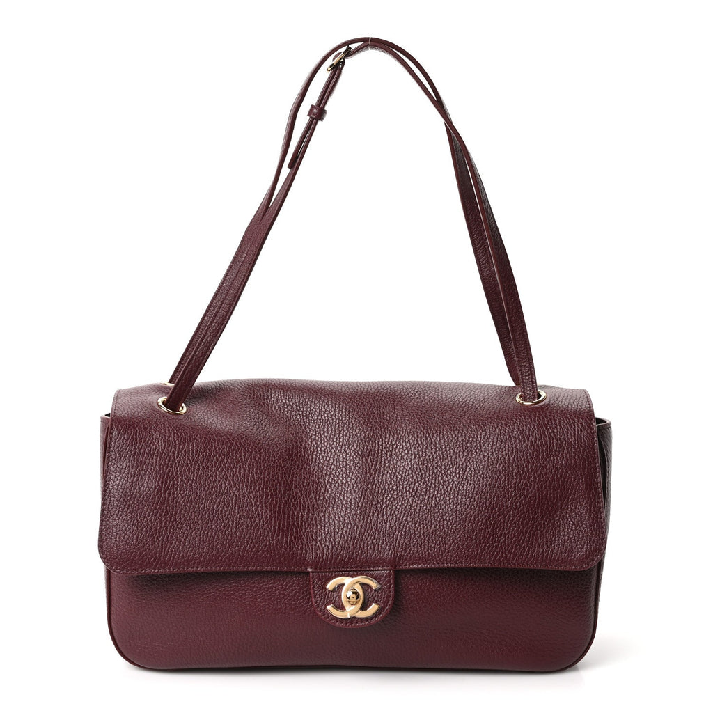 Grained Calfskin Small Souplissimo Maxi Flap Burgundy