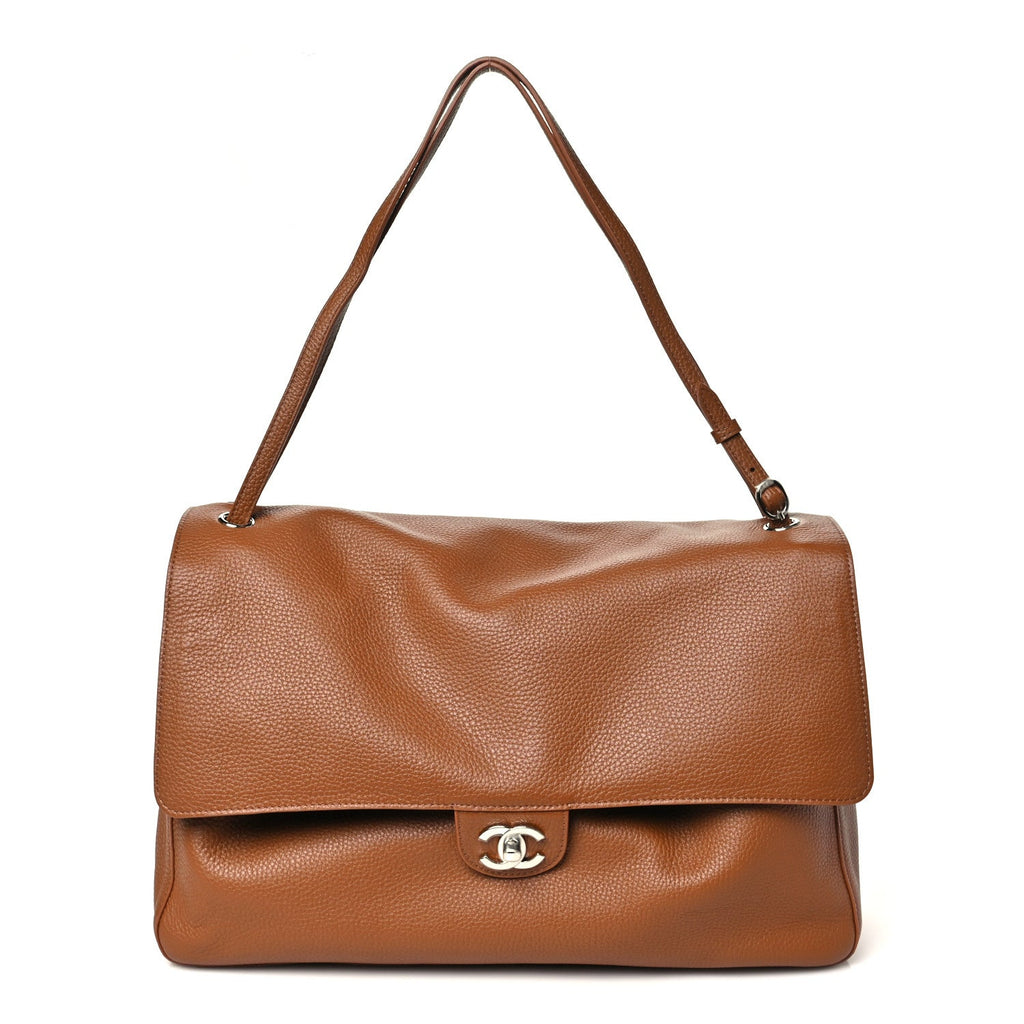 Grained Calfskin Souplissimo Maxi Flap Camel