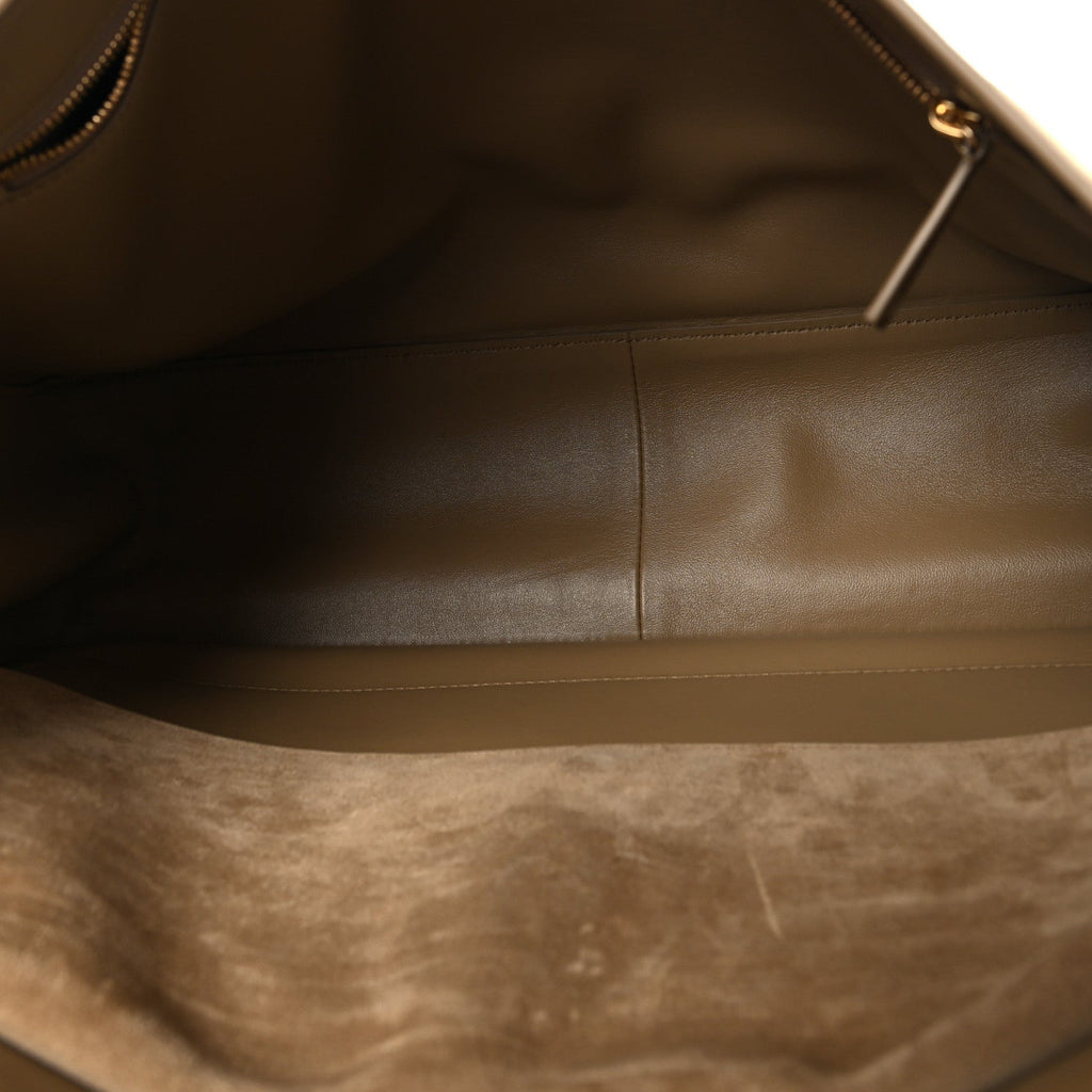 Suede Calfskin Souplissimo Maxi Flap Dark Beige