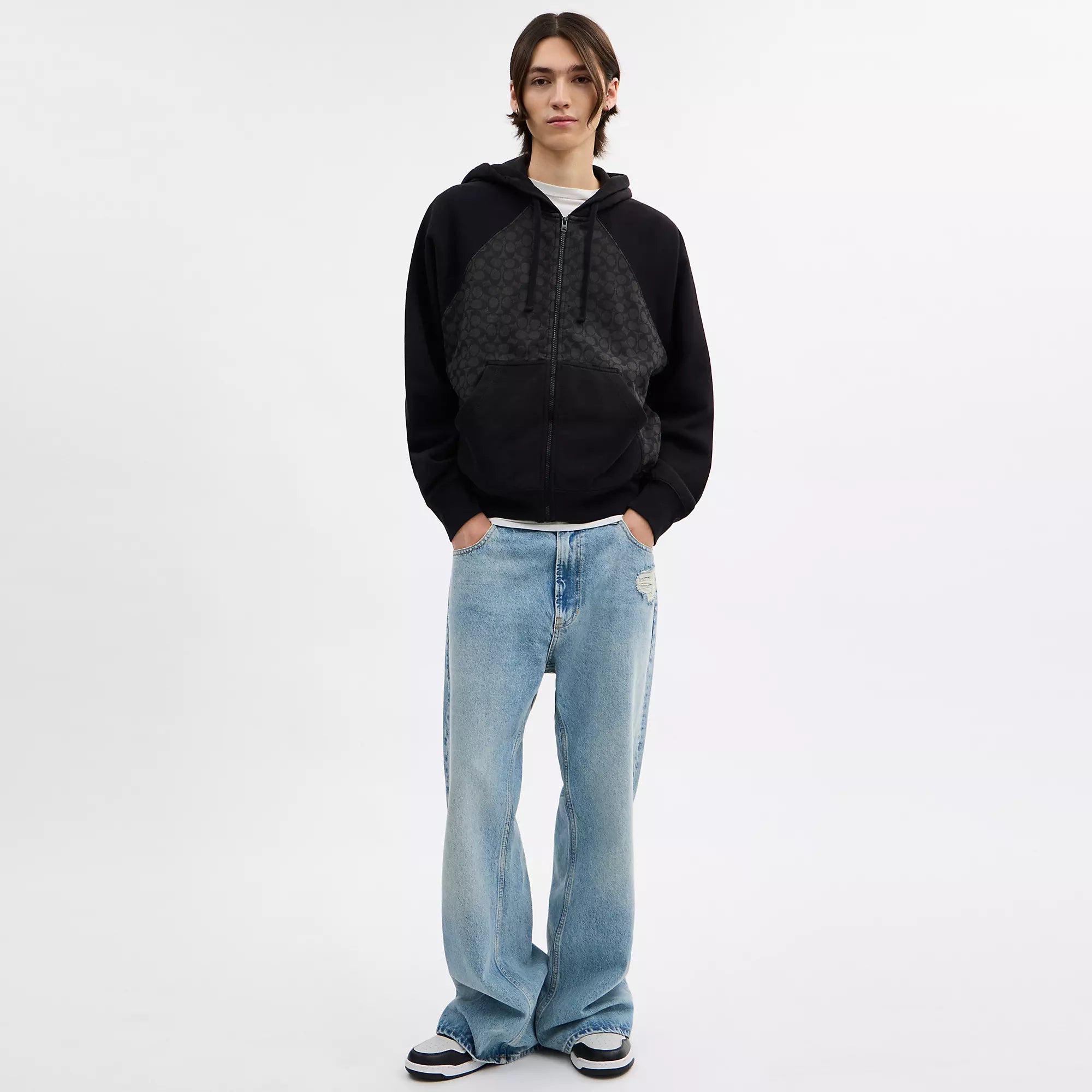 Coach Outlet Signature Full Zip Hoodie In Organic Cotton