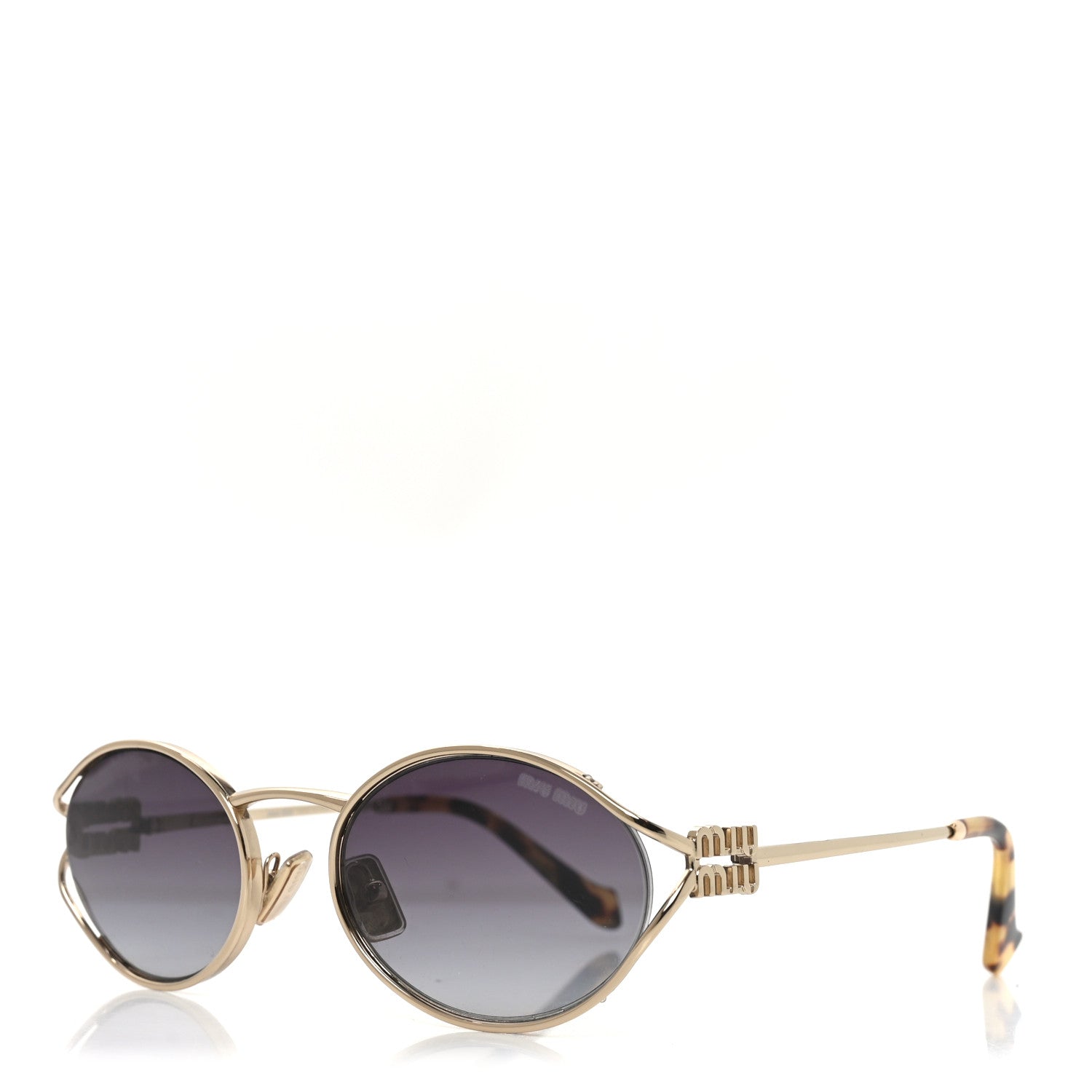Metal Oval Sunglasses SMU52Y Black Silver