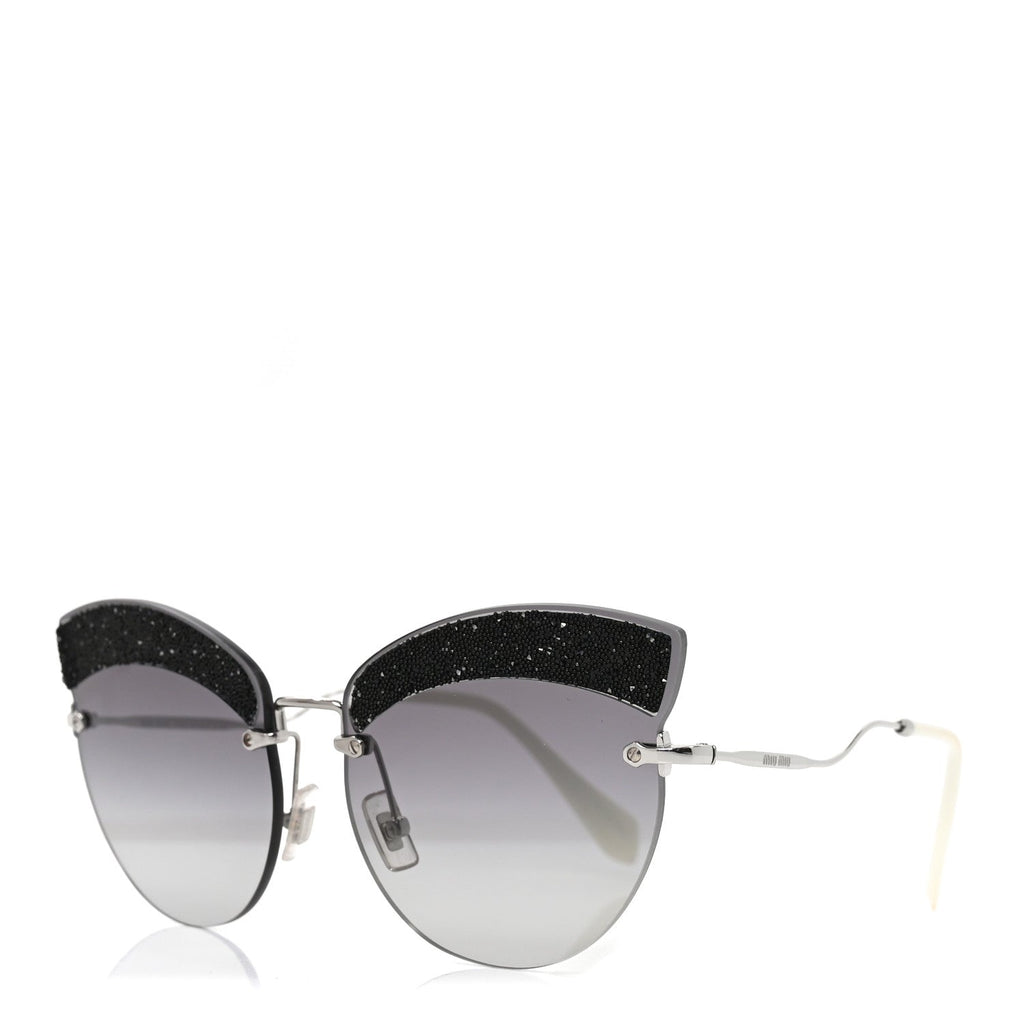 Acetate Glitter Cat Eye Sunglasses SMU58T Black
