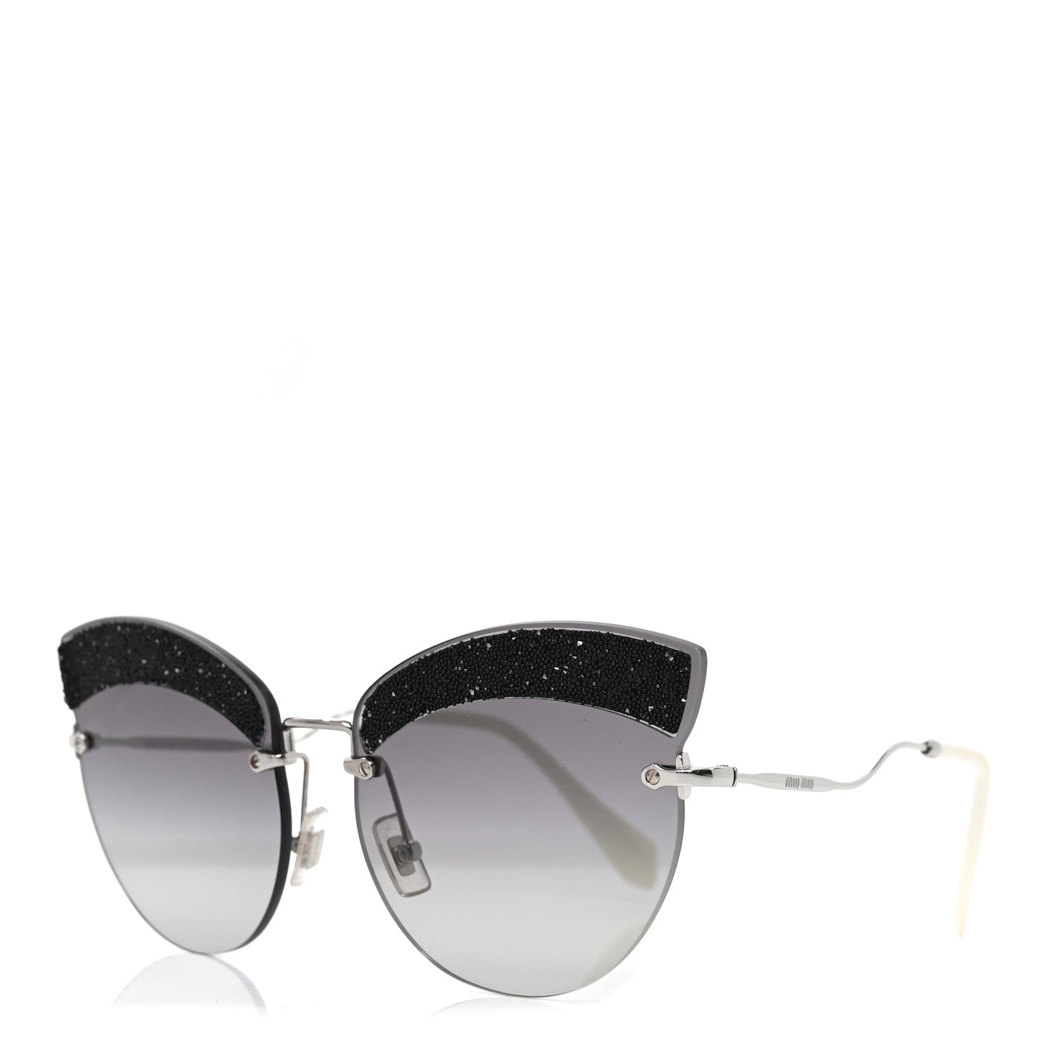 Acetate Glitter Cat Eye Sunglasses SMU58T Black