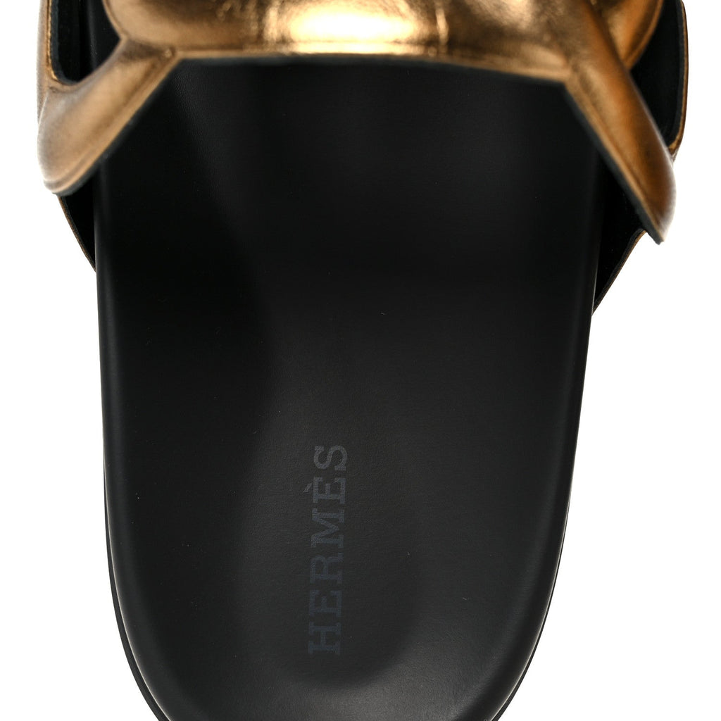 Metallic Nappa Extra Sandals 40 Black Gold
