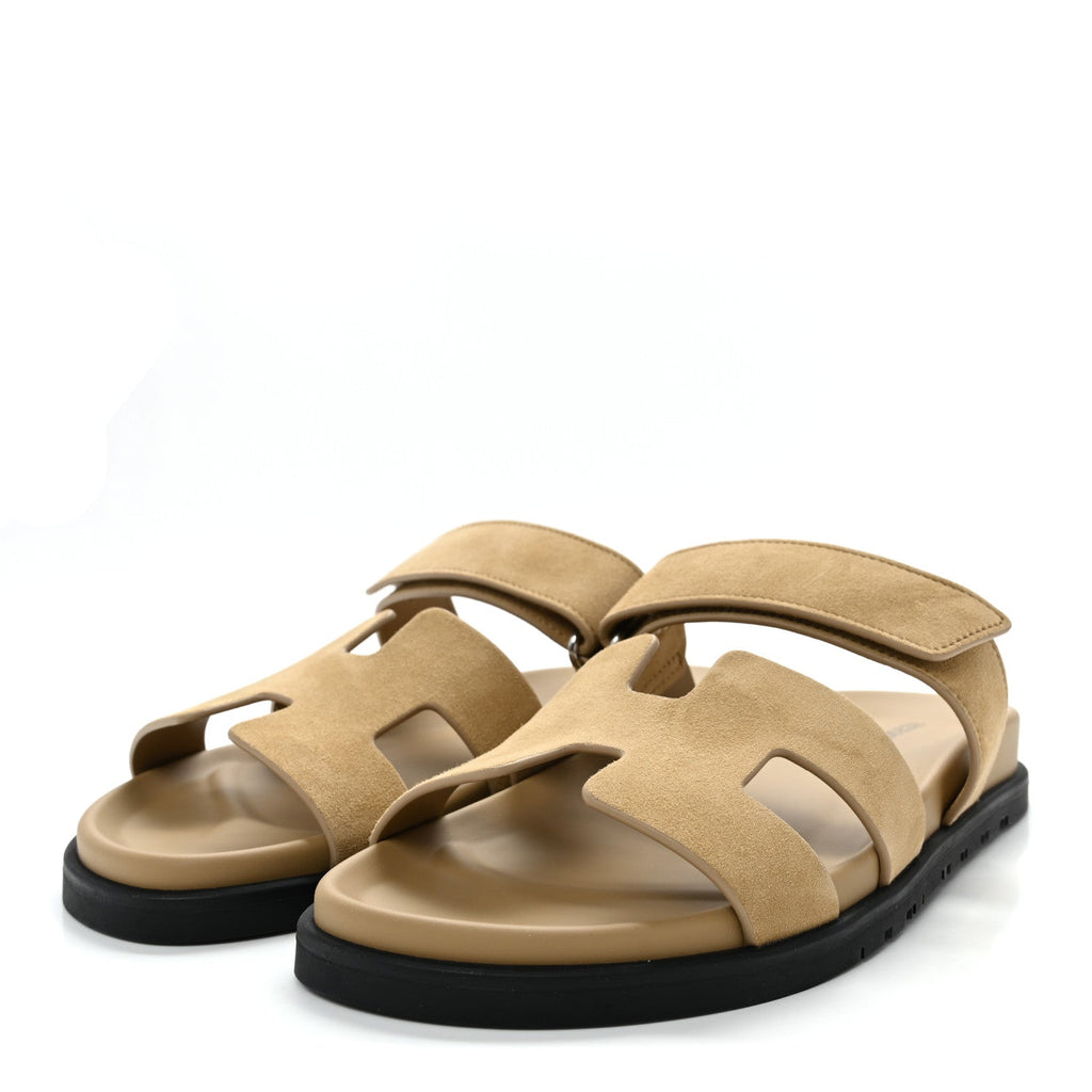 Suede Goatskin Womens Chypre Sandals 39 Beige Lin