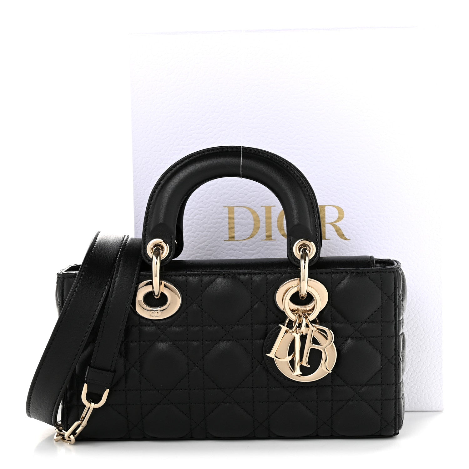 Lambskin Cannage Small Lady D-Joy Black