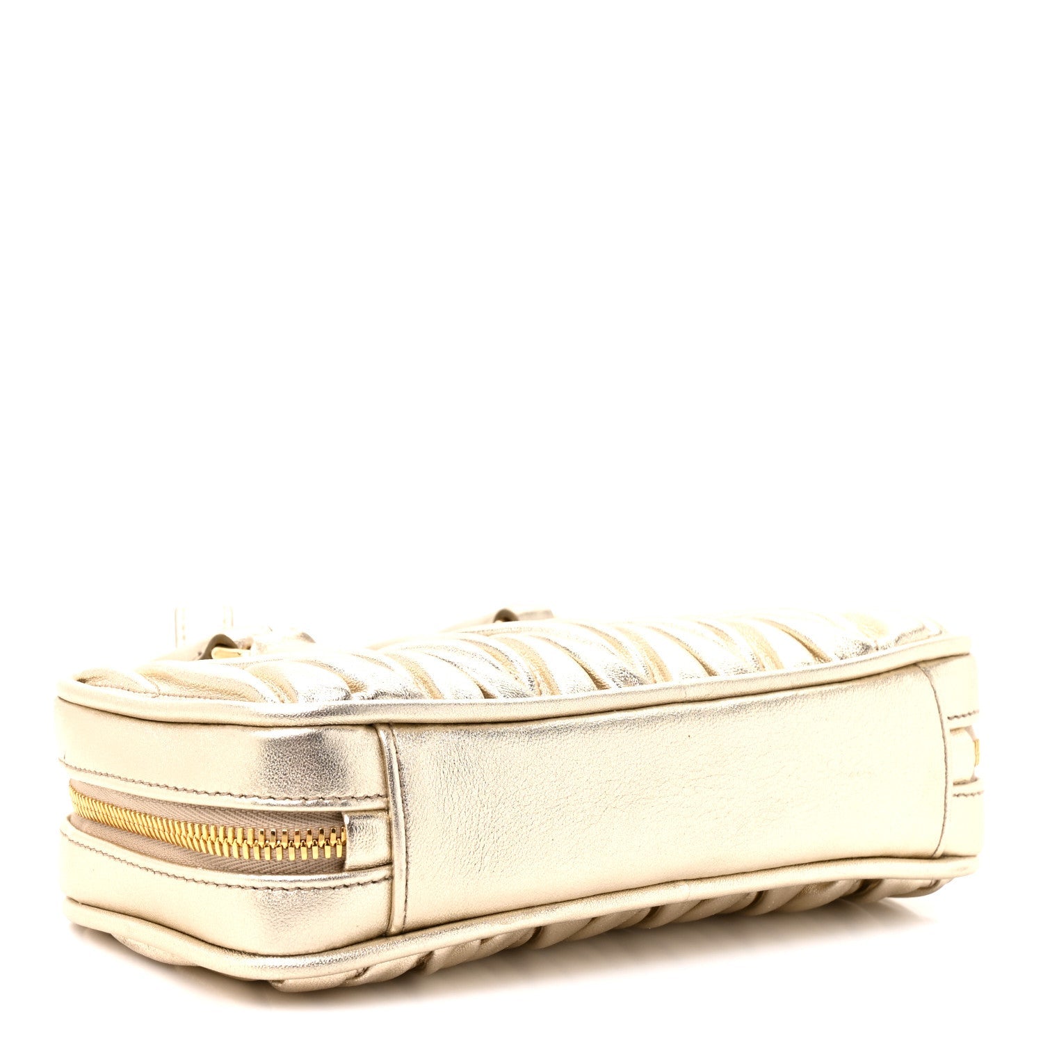 Metallic Nappa Matelasse Mini Arcadie Top Handle Bag Pirite