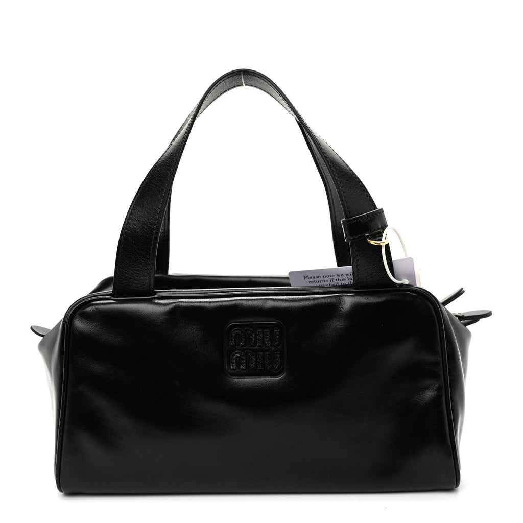 Vitello Lux Bauletto Top Handle Bag Black