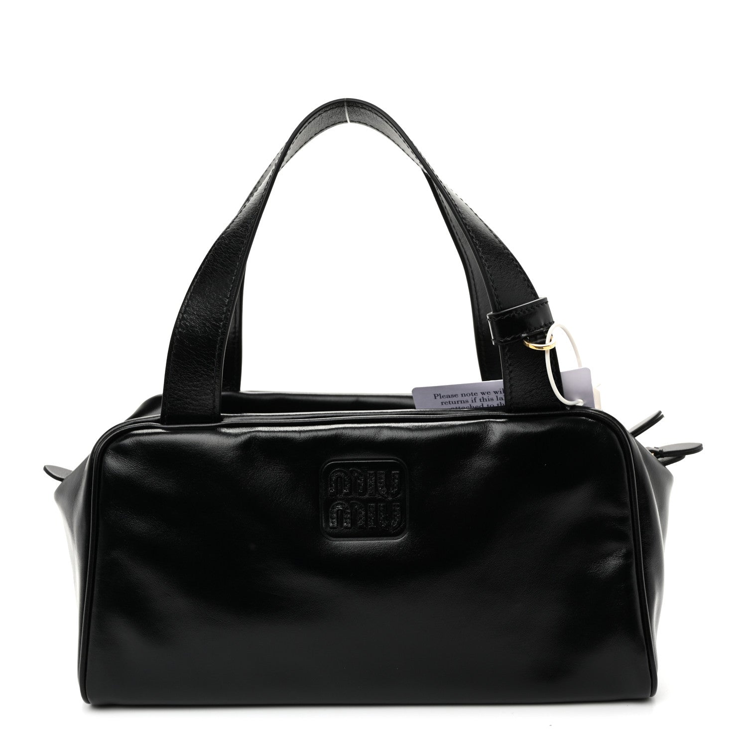 Vitello Lux Bauletto Top Handle Bag Black