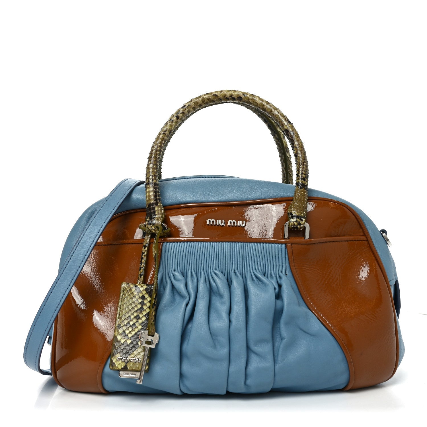Nappa Vernice Snakeskin Bowler Cognac Astrale