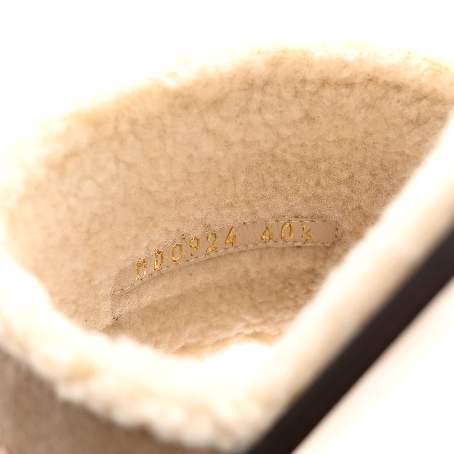 Suede Goatskin Shearling Embroidered Dway Slide Sandals 40.5 Cookie