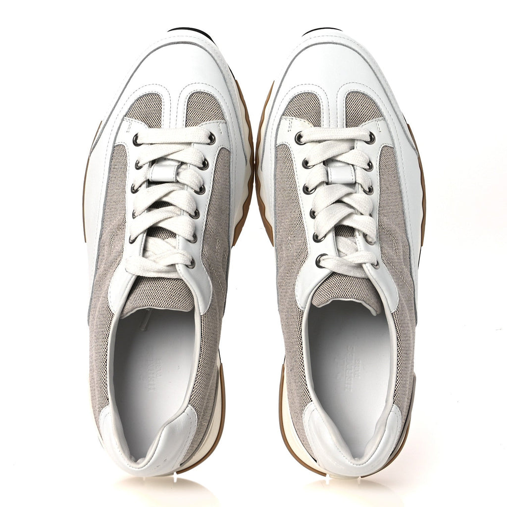 Canvas Calfskin Mens Trail Sneakers 41.5 Prunoir White