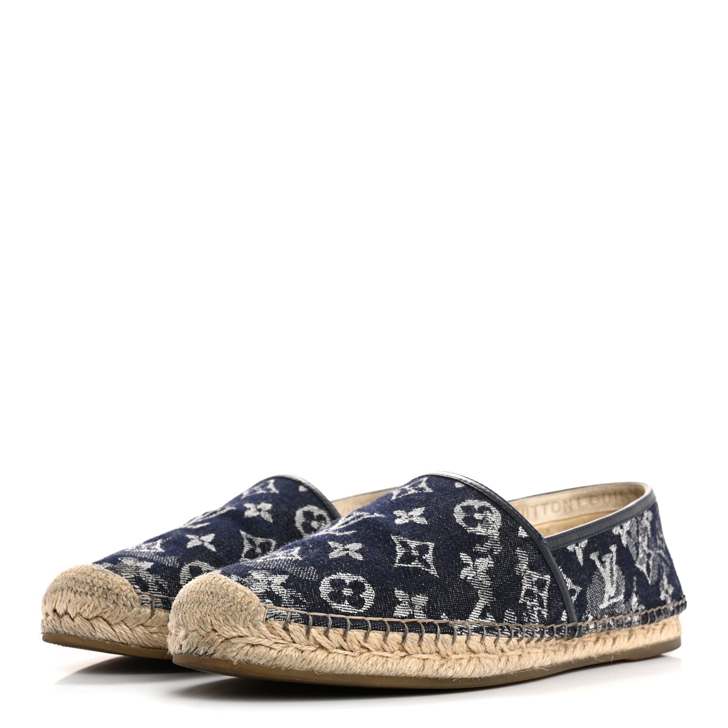 Monogram Denim Espadrille Flats 8.5 Blue