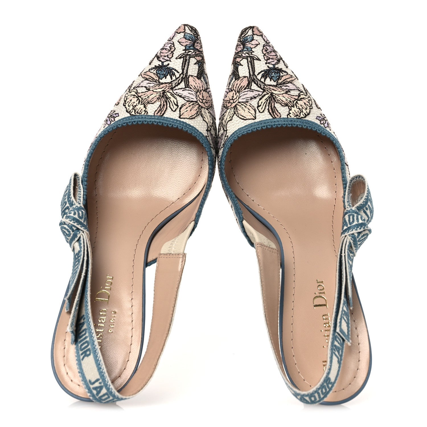 Canvas Embroidered J'Adior Slingback 65mm Pumps 38 Blue Multicolor