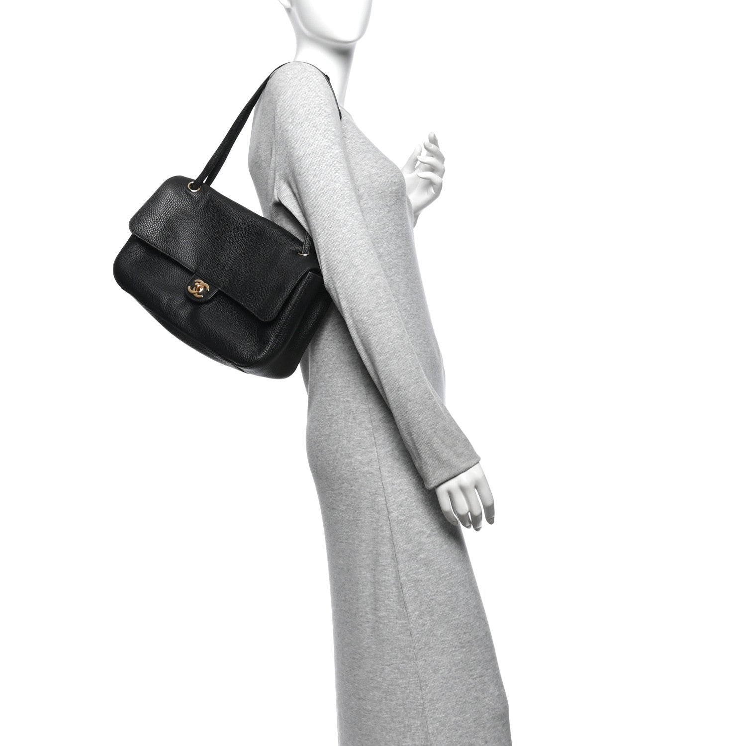 Grained Calfskin Small Souplissimo Maxi Flap Black
