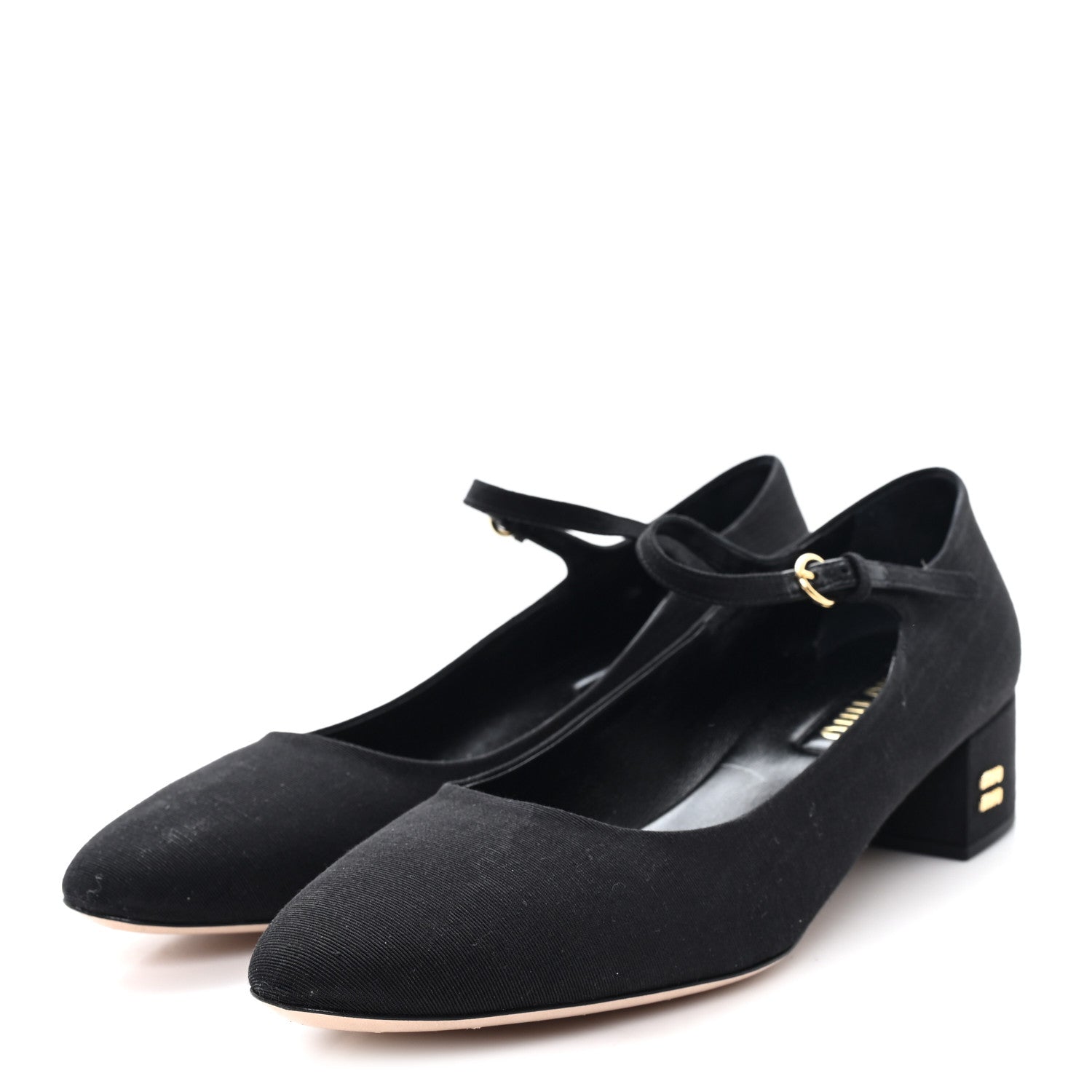 Grosgrain Moire Mary Jane Pumps 40 Black