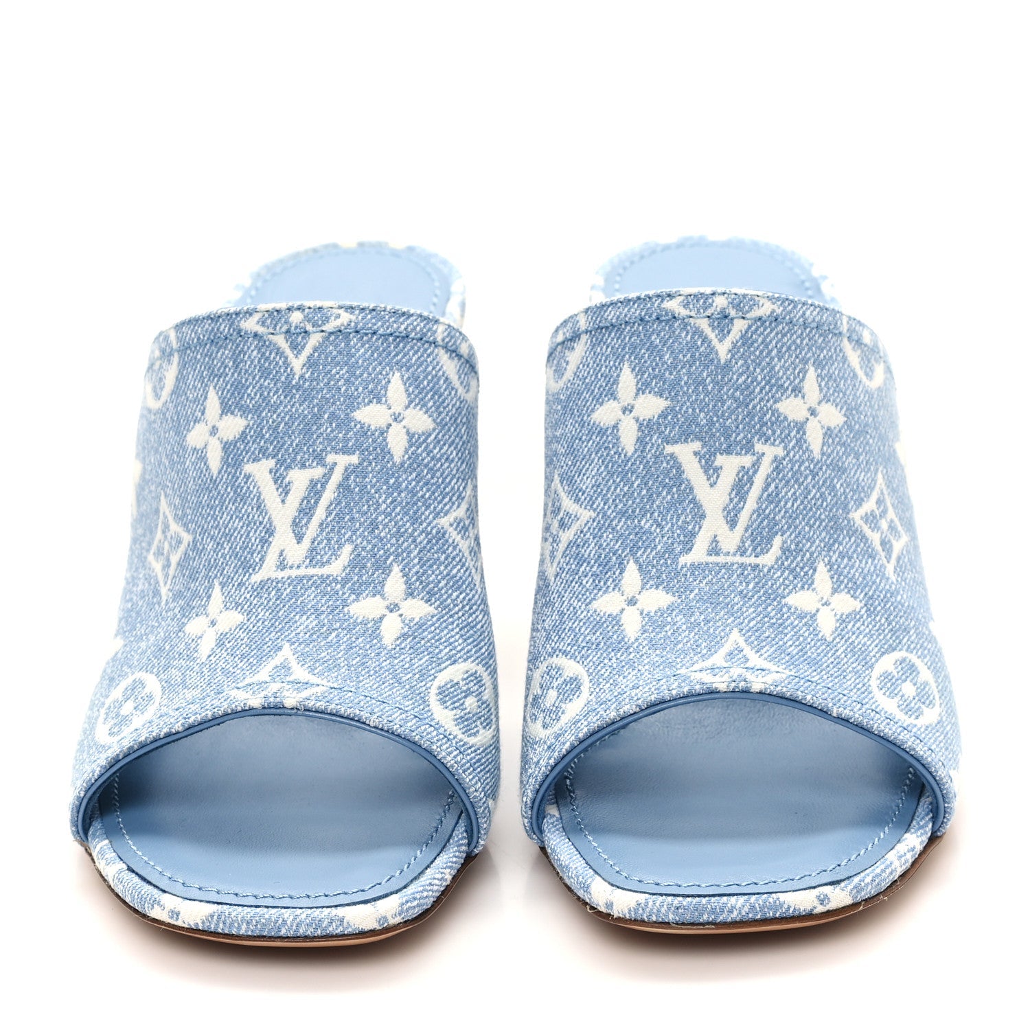Denim Monogram Silhouette Mules 37 Blue