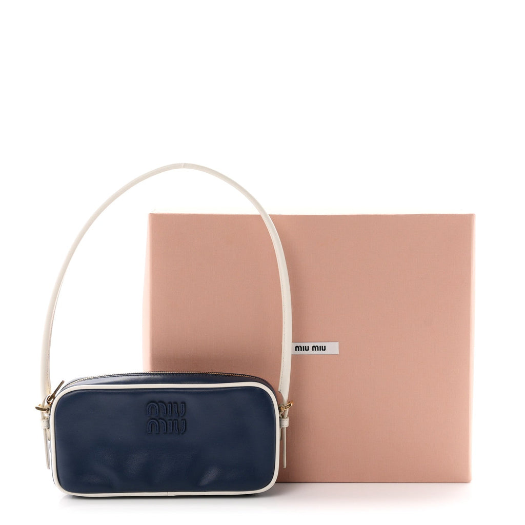 Calfskin Softy Mini Beau Contrast Top Handle Bag Bluette White