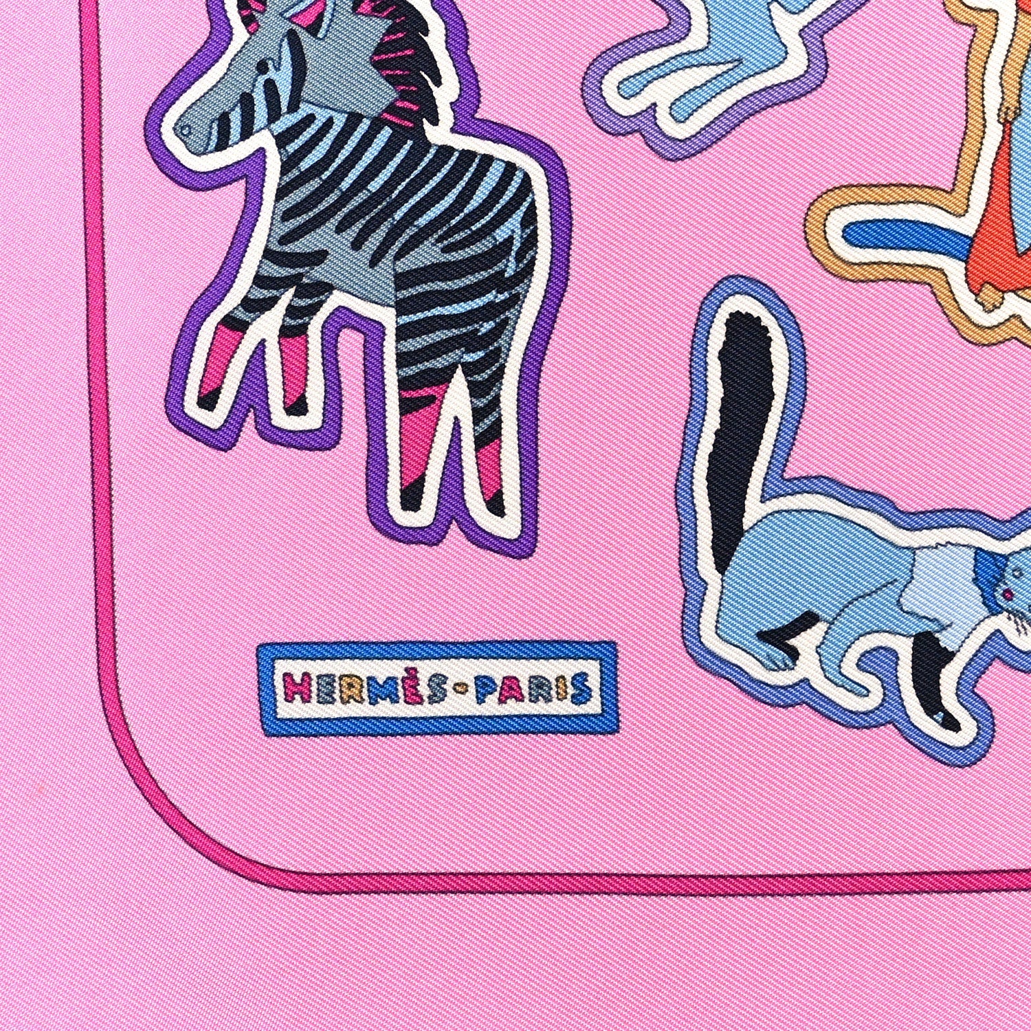 Silk Caracteristick Detail Scarf 45 Rose Bonbon Bleu Violet