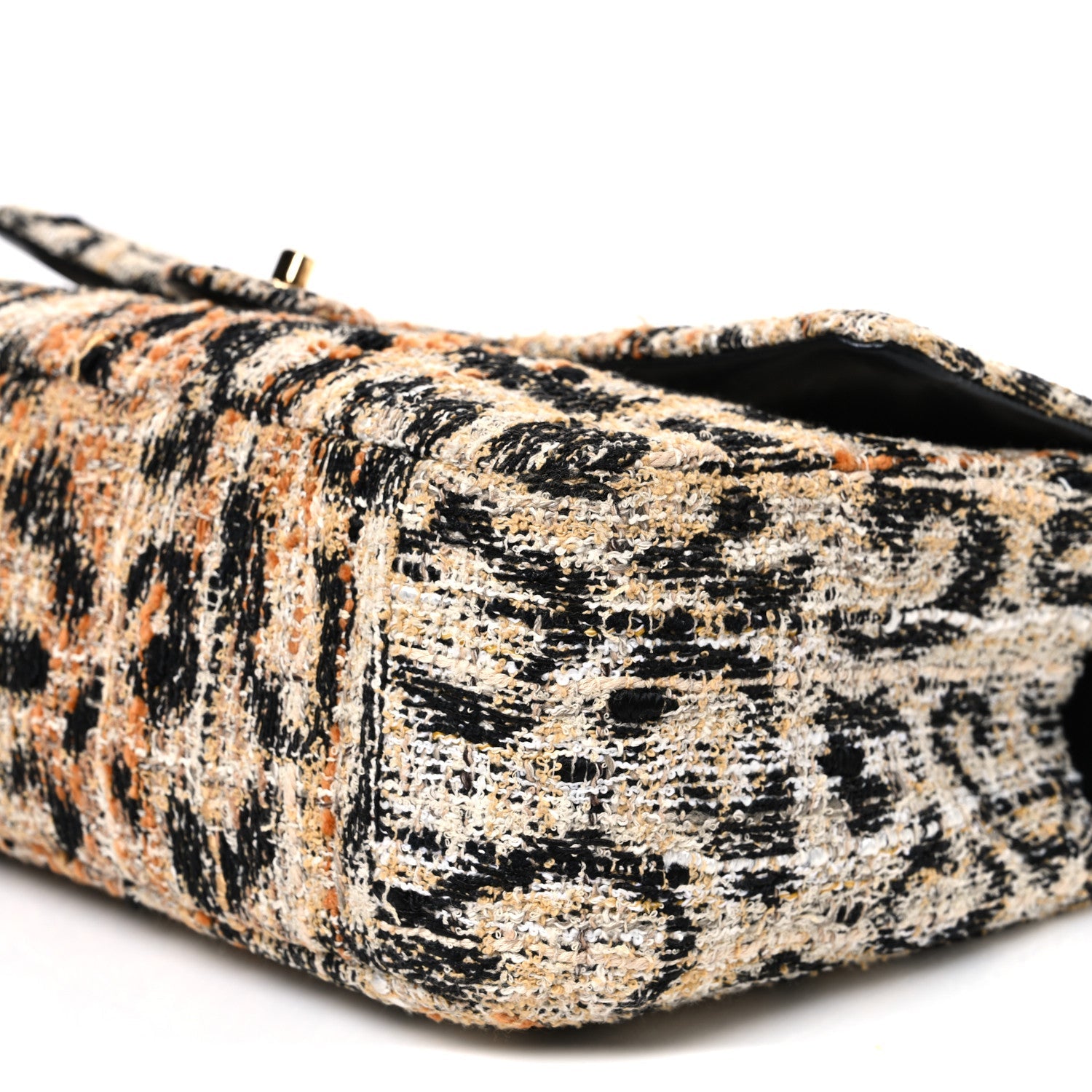 Tweed Mixed Fibers Leopard Print Small Souplissimo Maxi Flap Brown Black White