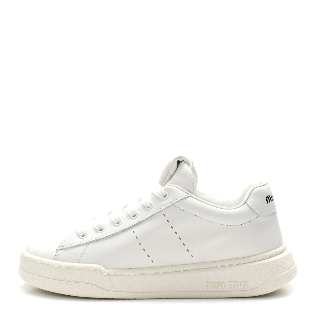 Calfskin Womens Low Top Sneakers 6.5 White