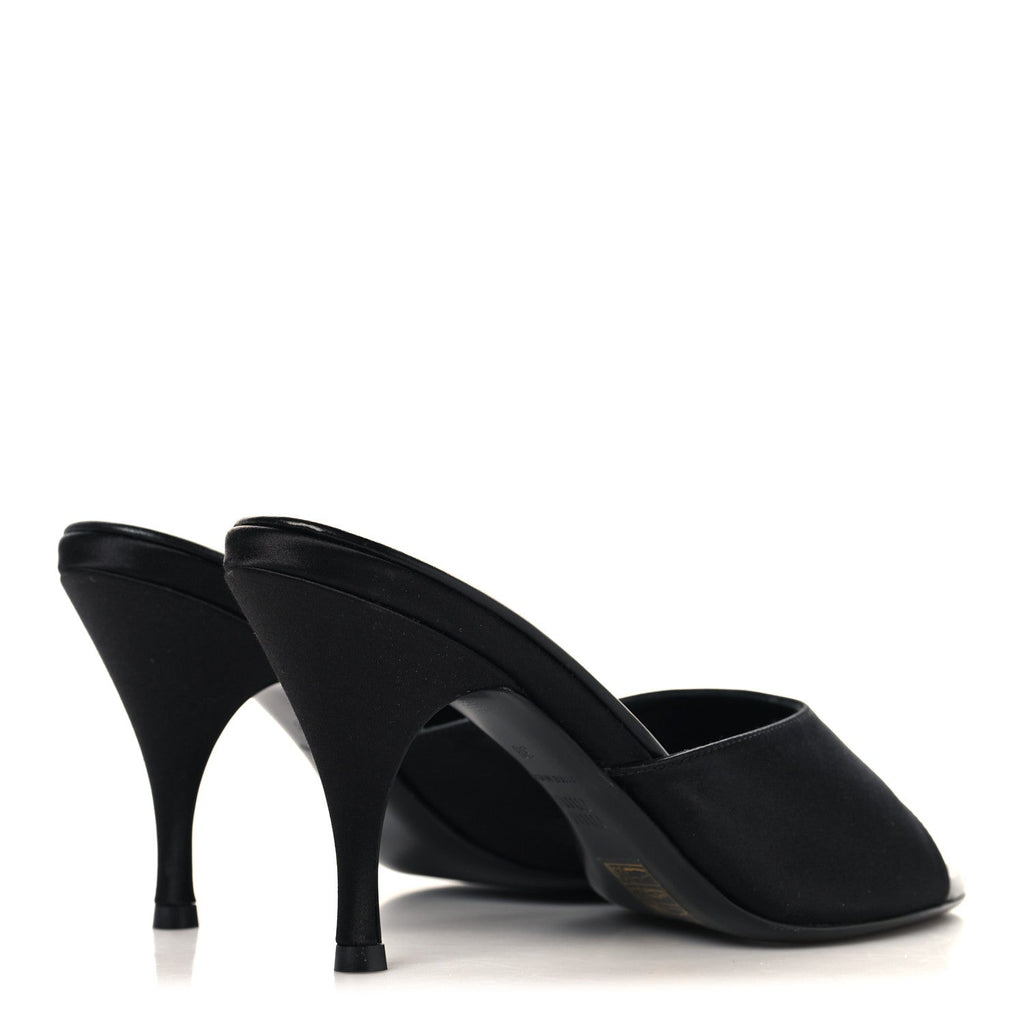 Satin Logo Sandals 38 Black