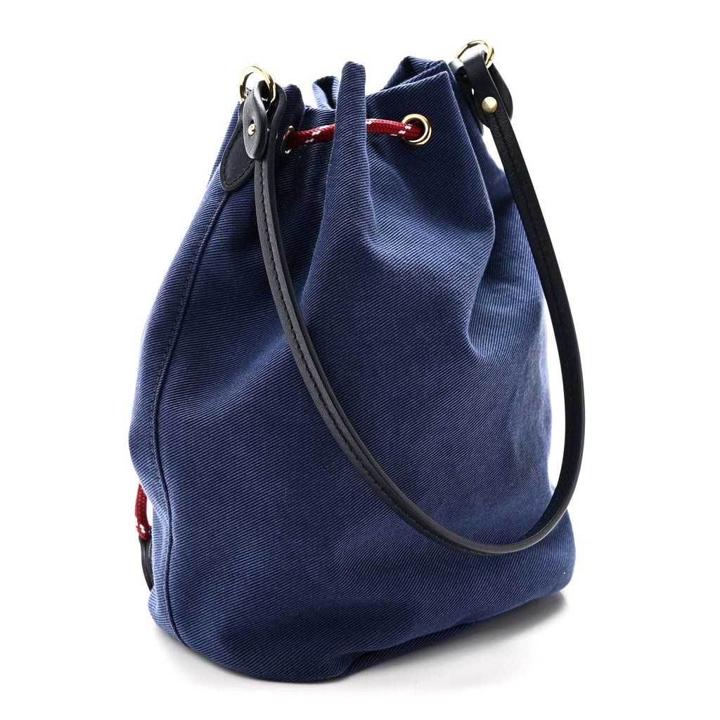 Canvas Gabardine Pouch Bucket Bag Indaco Amaranto