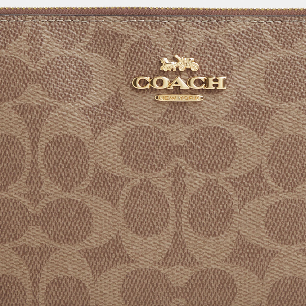 Coach Outlet Large Corner Zip Wristlet In Signature Canvas